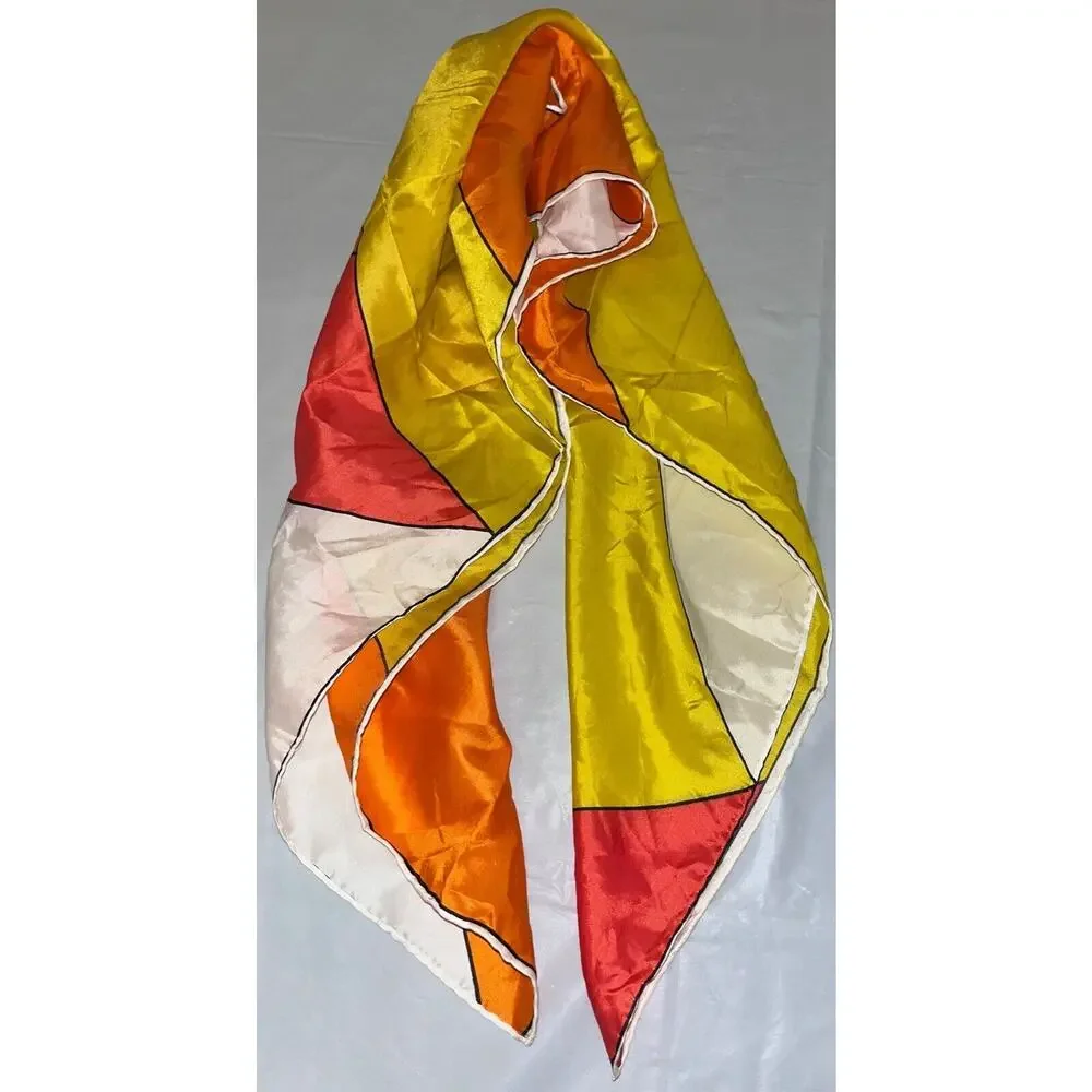 Vintage Vera Neumann Scarf - Ladybug Sign - Orange, Yellow, Red 25.5